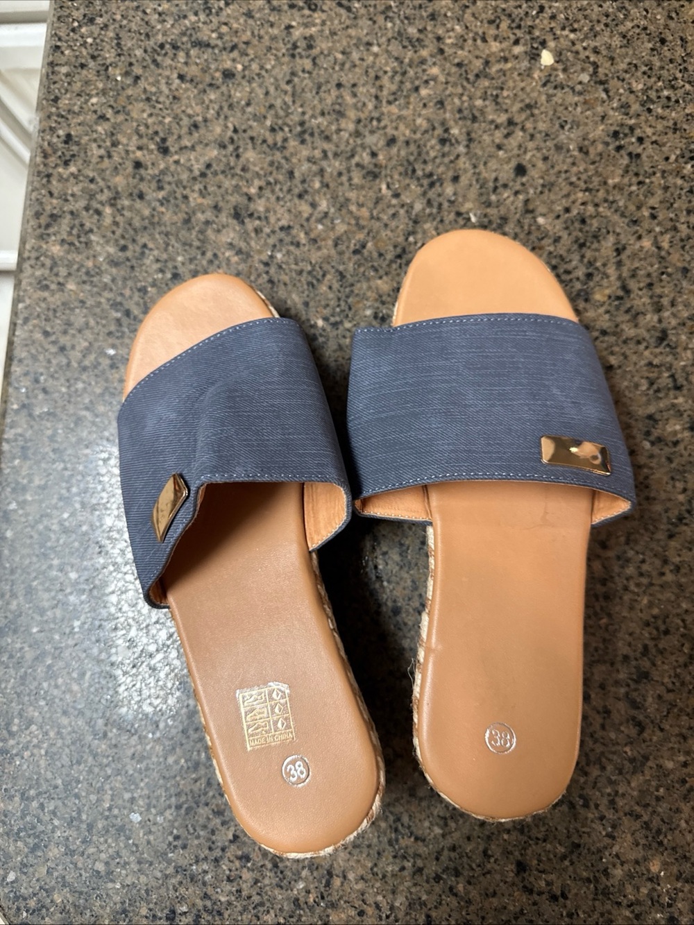Casual Navy Slide Sandals - Women's Comfortable Slip-On